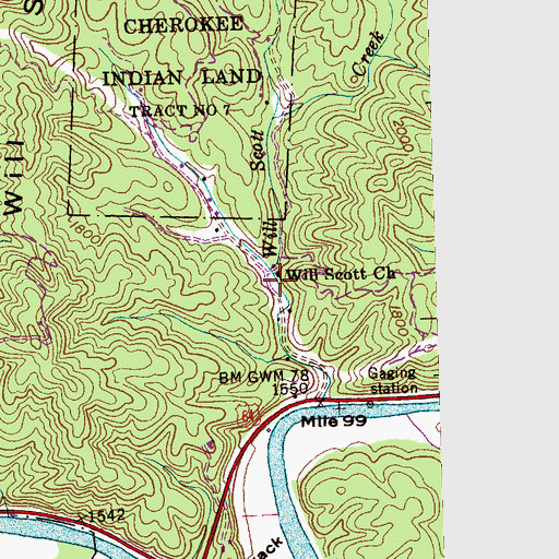 Topographic Map of Will Scott Church, NC