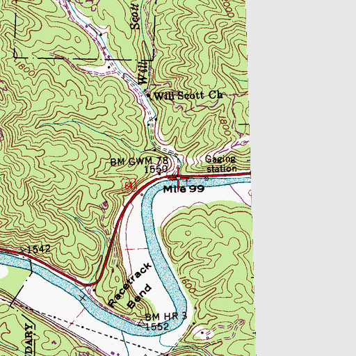 Topographic Map of Will Scott Creek, NC