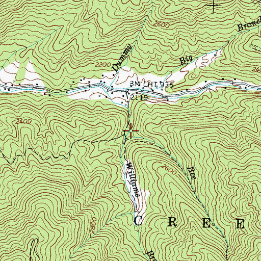 Topographic Map of Williams Branch, NC