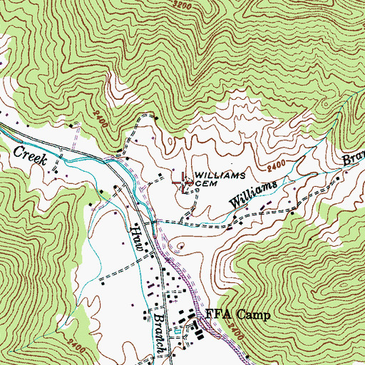 Topographic Map of Williams Cemetery, NC