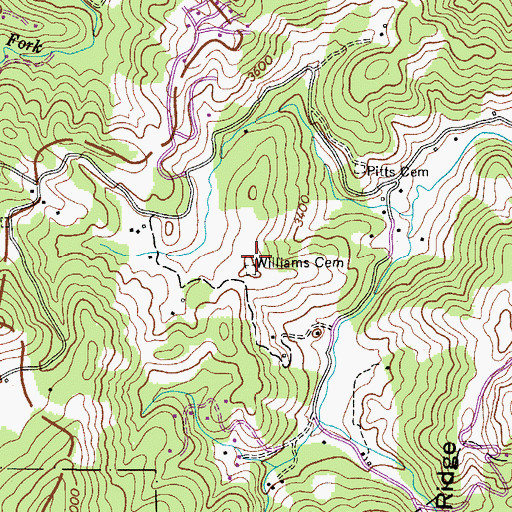 Topographic Map of Williams Cemetery, NC