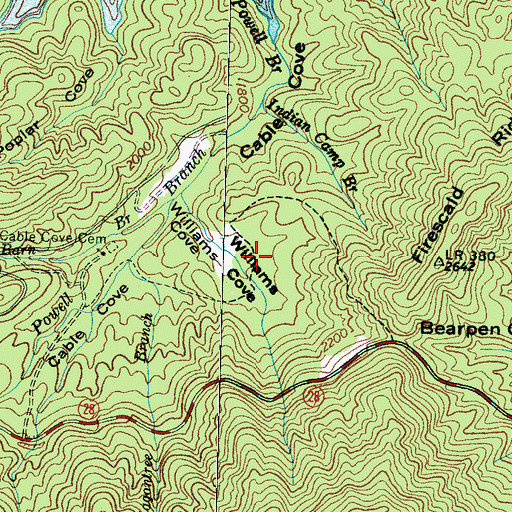 Topographic Map of Williams Cove, NC