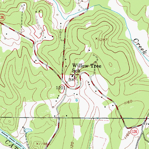 Topographic Map of Willow Tree School, NC