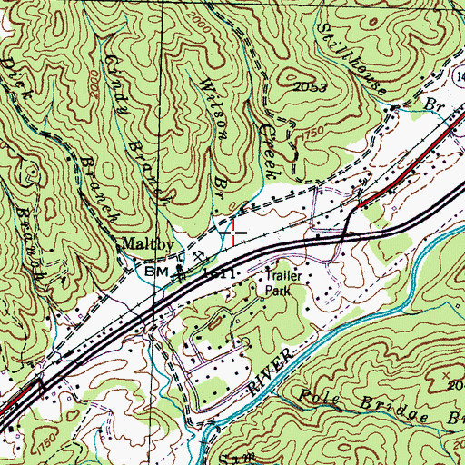 Topographic Map of Wilson Branch, NC