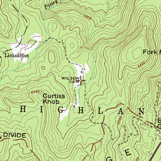 Topographic Map of Wilson Cemetery, NC
