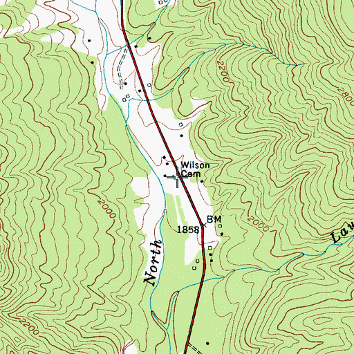 Topographic Map of Wilson Cemetery, NC