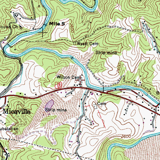 Topographic Map of Wilson Cemetery, NC