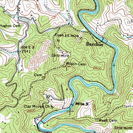 Topographic Map of Wilson Cemetery, NC