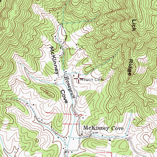 Topographic Map of Wilson Cemetery, NC