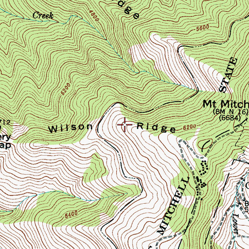 Topographic Map of Wilson Ridge, NC