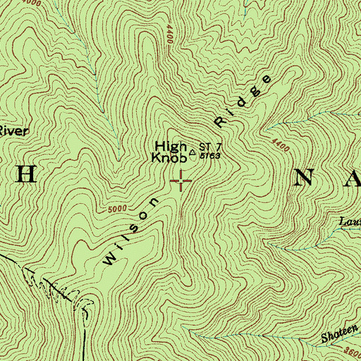 Topographic Map of Wilson Ridge, NC