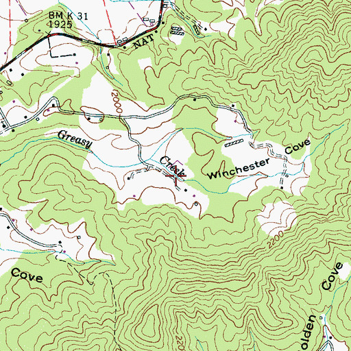 Topographic Map of Winchester Cove, NC