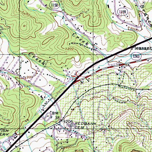 Topographic Map of Winchester Creek, NC