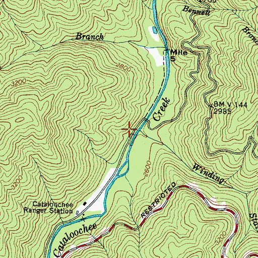 Topographic Map of Winding Stair Branch, NC