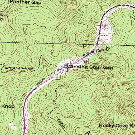 Topographic Map of Winding Stair Gap, NC