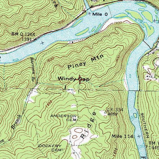 Topographic Map of Windy Gap, NC
