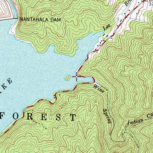 Topographic Map of Wine Spring Creek, NC