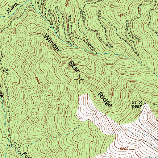 Topographic Map of Winter Star Ridge, NC