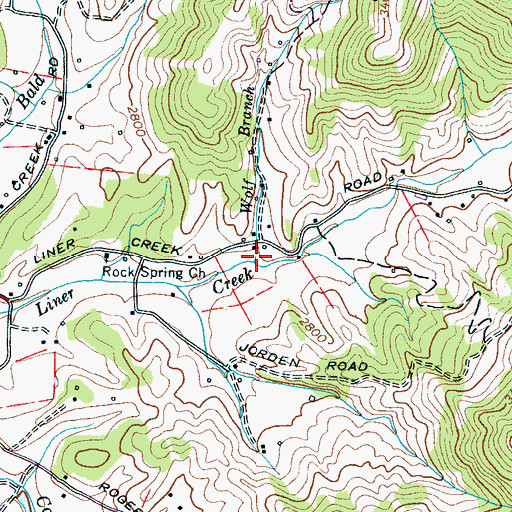 Topographic Map of Wolf Branch, NC