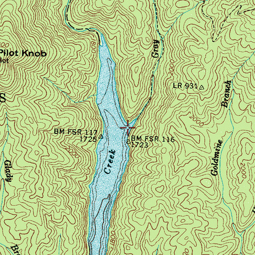 Topographic Map of Wolf Creek, NC