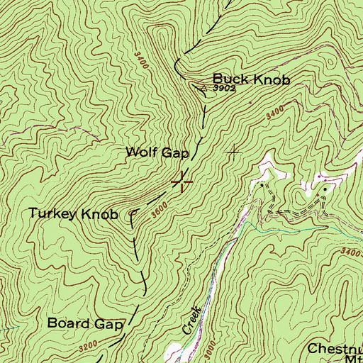 Topographic Map of Wolf Gap, NC