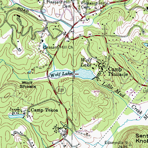 Topographic Map of Wolf Lake, NC