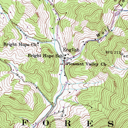 Topographic Map of Wolf Laurel Branch, NC