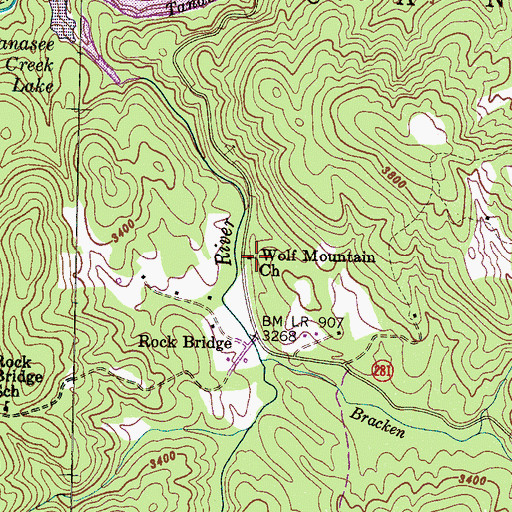 Topographic Map of Wolf Mountain Church, NC