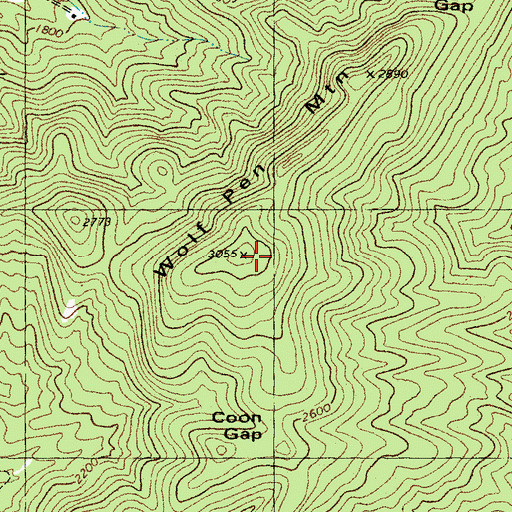 Topographic Map of Wolf Pen Mountain, NC