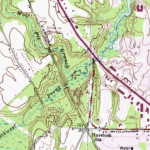 Topographic Map of Wolf Pit Branch, NC