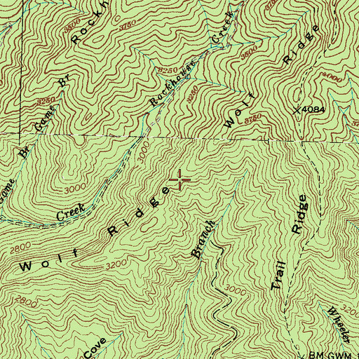 Topographic Map of Wolf Ridge, NC