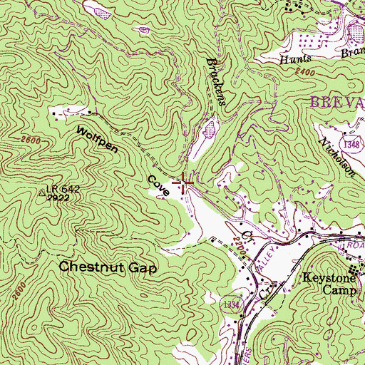 Topographic Map of Wolfpen Cove, NC