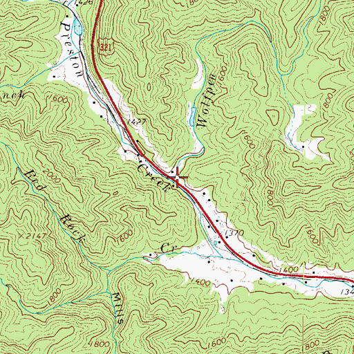 Topographic Map of Wolfpen Creek, NC