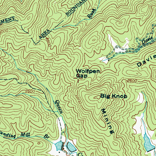 Topographic Map of Wolfpen Gap, NC