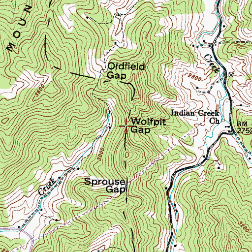 Topographic Map of Wolfpit Gap, NC