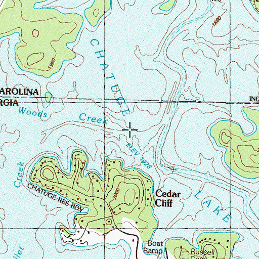 Topographic Map of Woods Creek, NC