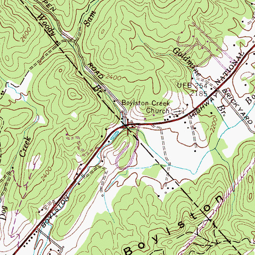 Topographic Map of Woody Branch, NC