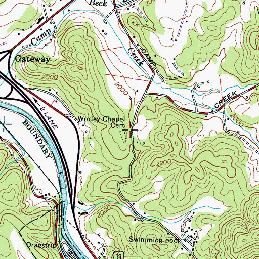 Topographic Map of Worley Chapel Cemetery, NC