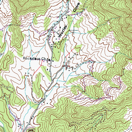 Topographic Map of Worley Cove, NC
