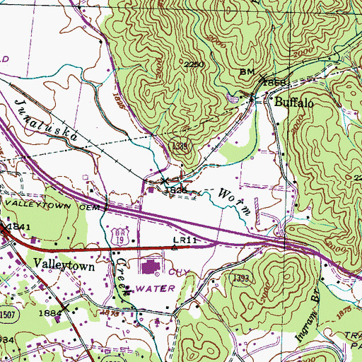 Topographic Map of Worm Creek, NC