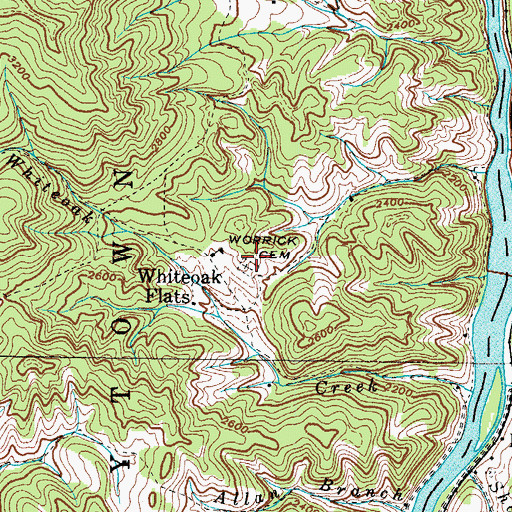Topographic Map of Worrick Cemetery, NC