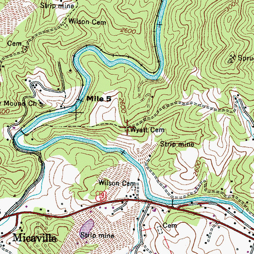 Topographic Map of Wyatt Cemetery, NC