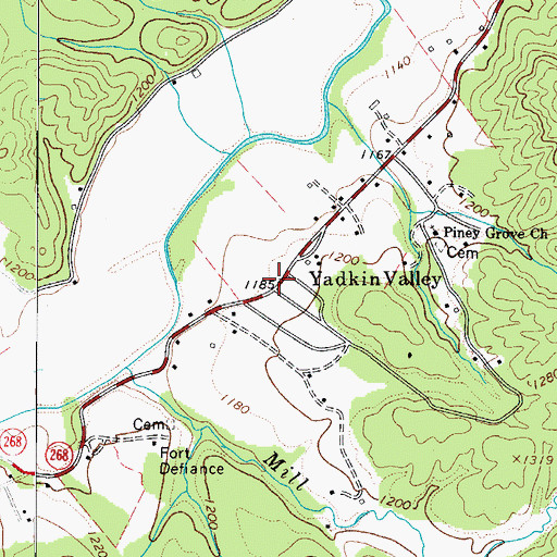 Topographic Map of Yadkin Valley, NC