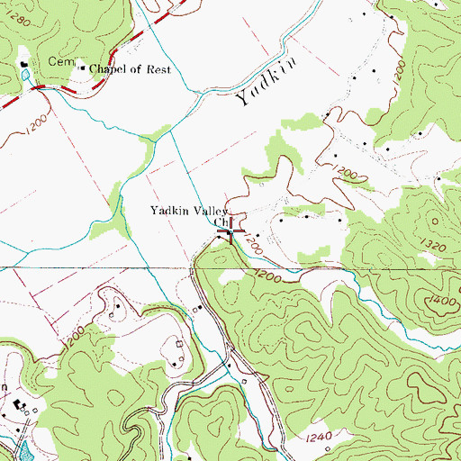Topographic Map of Yadkin Valley Church, NC