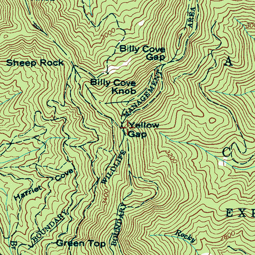 Topographic Map of Yellow Gap, NC