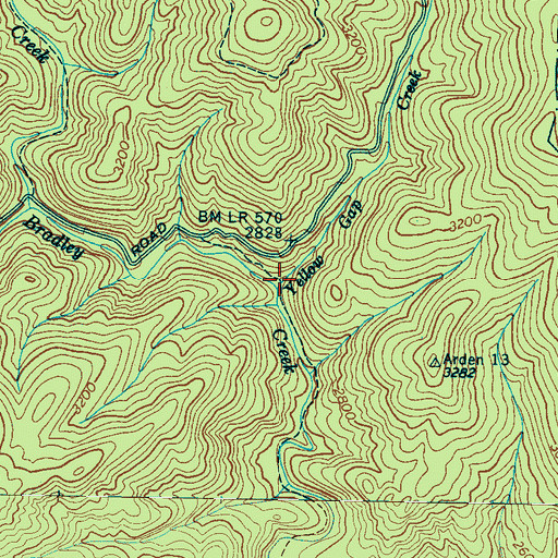 Topographic Map of Yellow Gap Creek, NC