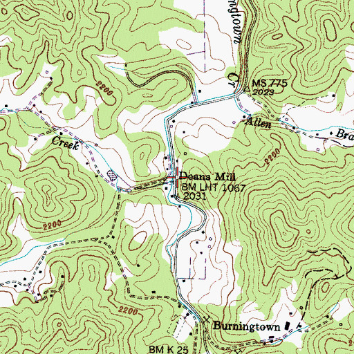 Topographic Map of Younce Creek, NC