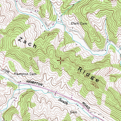 Topographic Map of Zach Ridge, NC