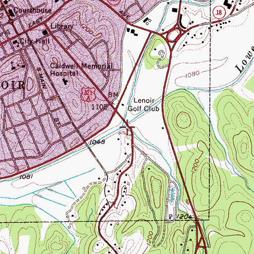 Topographic Map of Zacks Fork Creek, NC