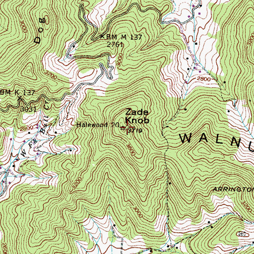 Topographic Map of Zade Knob, NC